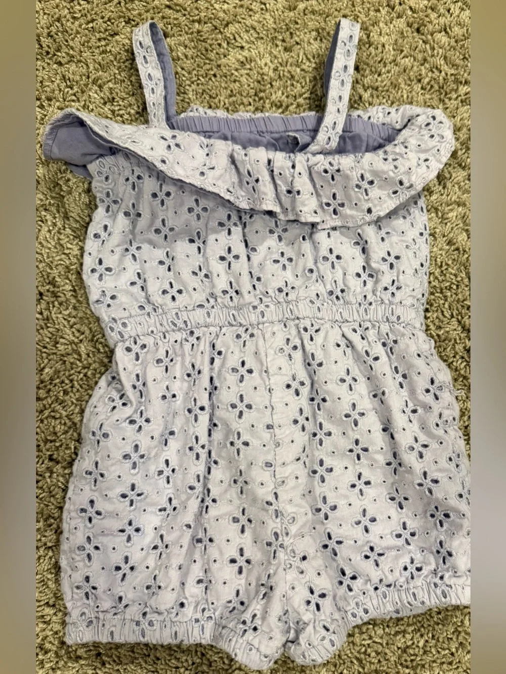 babyGap Girls 2T Lavender Eyelet Floral Ruffle Rompers